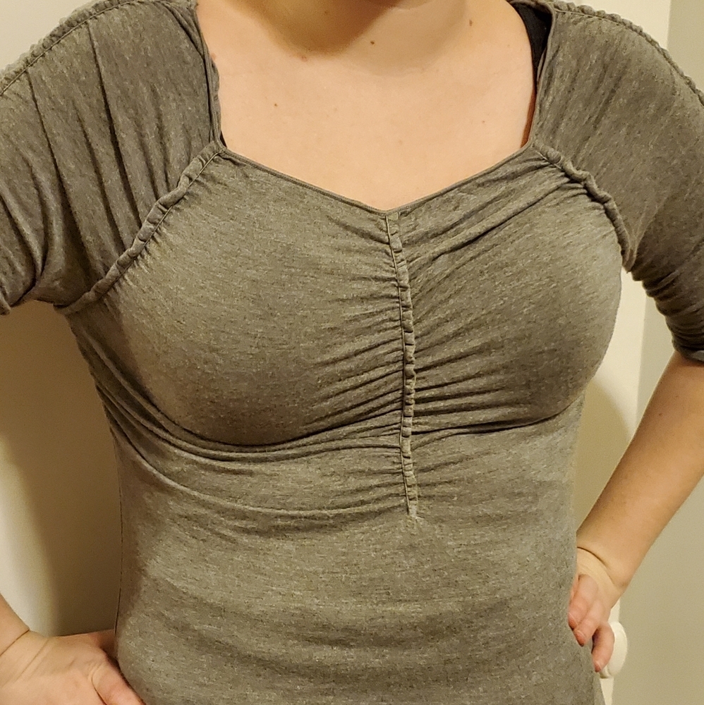 Max Studio Ruched Grey Top